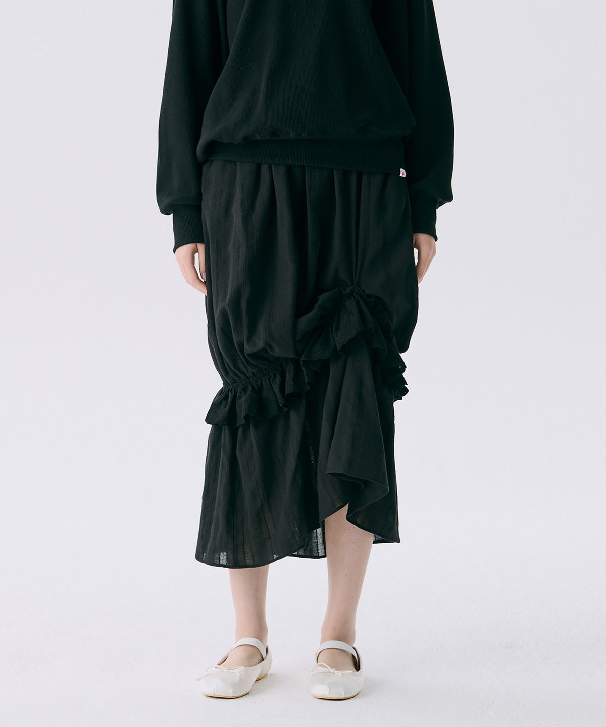 준준스페이스(JUNEJUNE SPACE) VOL12. Frill Long Skirt_Black(VOL12. 프릴롱스커트_블랙
