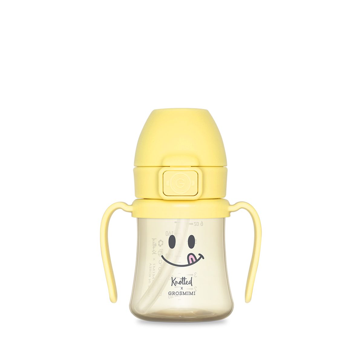 그로미미(GROSMIMI) 노티드 PPSU 스마일 빨대컵 200ml (레몬슈가)