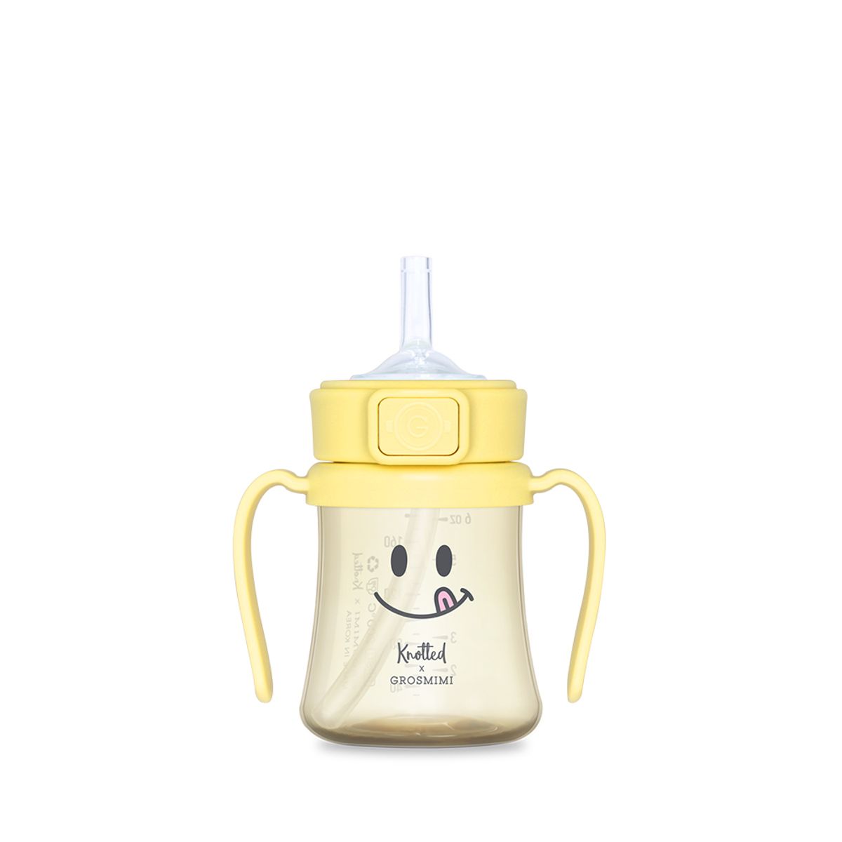 그로미미(GROSMIMI) 노티드 PPSU 스마일 빨대컵 200ml (레몬슈가)