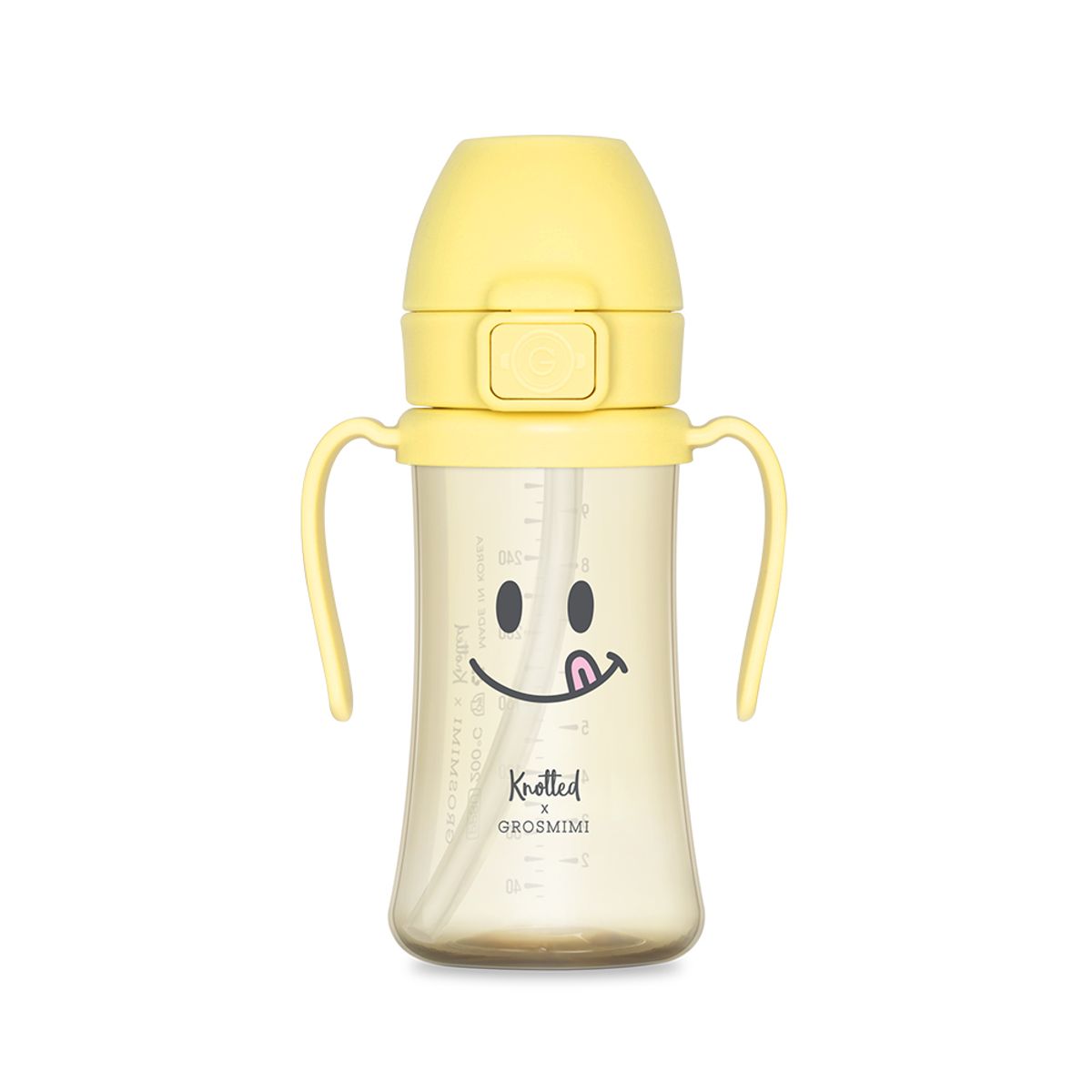 그로미미(GROSMIMI) 노티드 PPSU 스마일 빨대컵 300ml (레몬슈가)