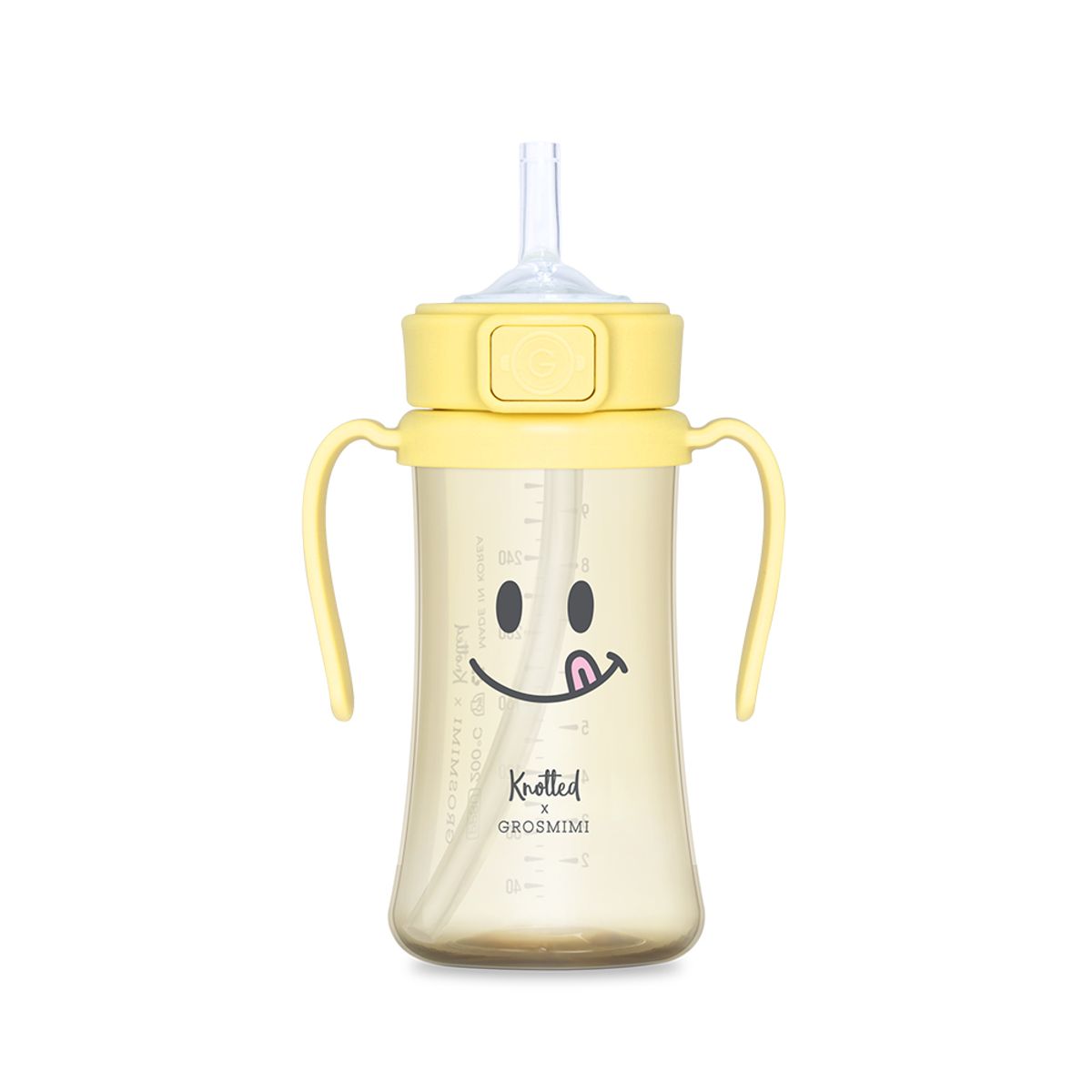 그로미미(GROSMIMI) 노티드 PPSU 스마일 빨대컵 300ml (레몬슈가)