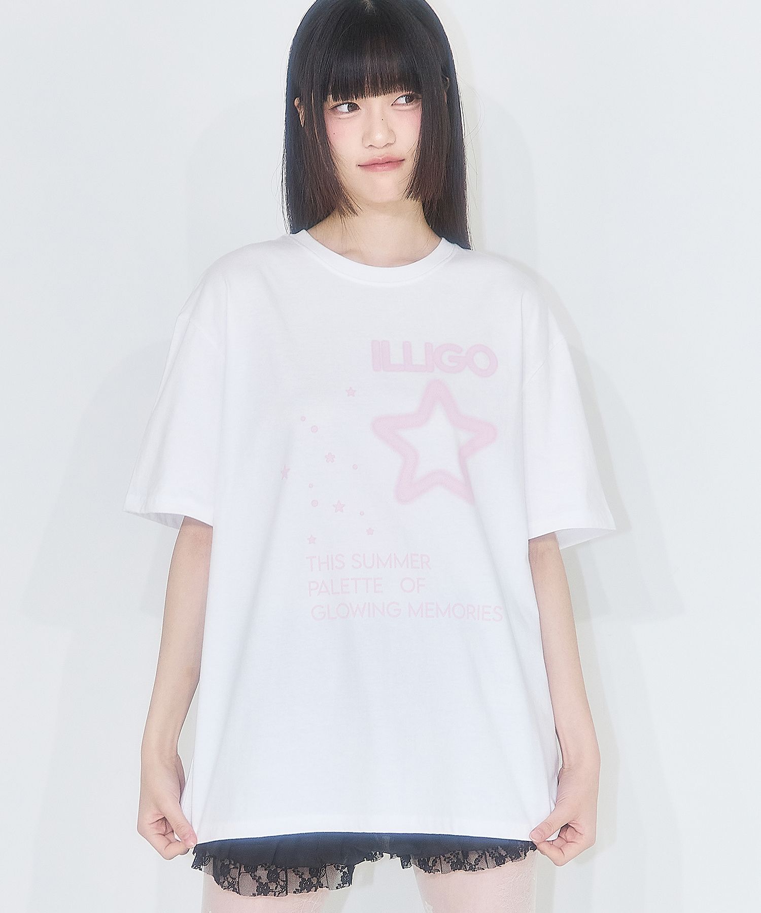 MUSINSA | ILLIGO Star Spray Overfit T-Shirt White