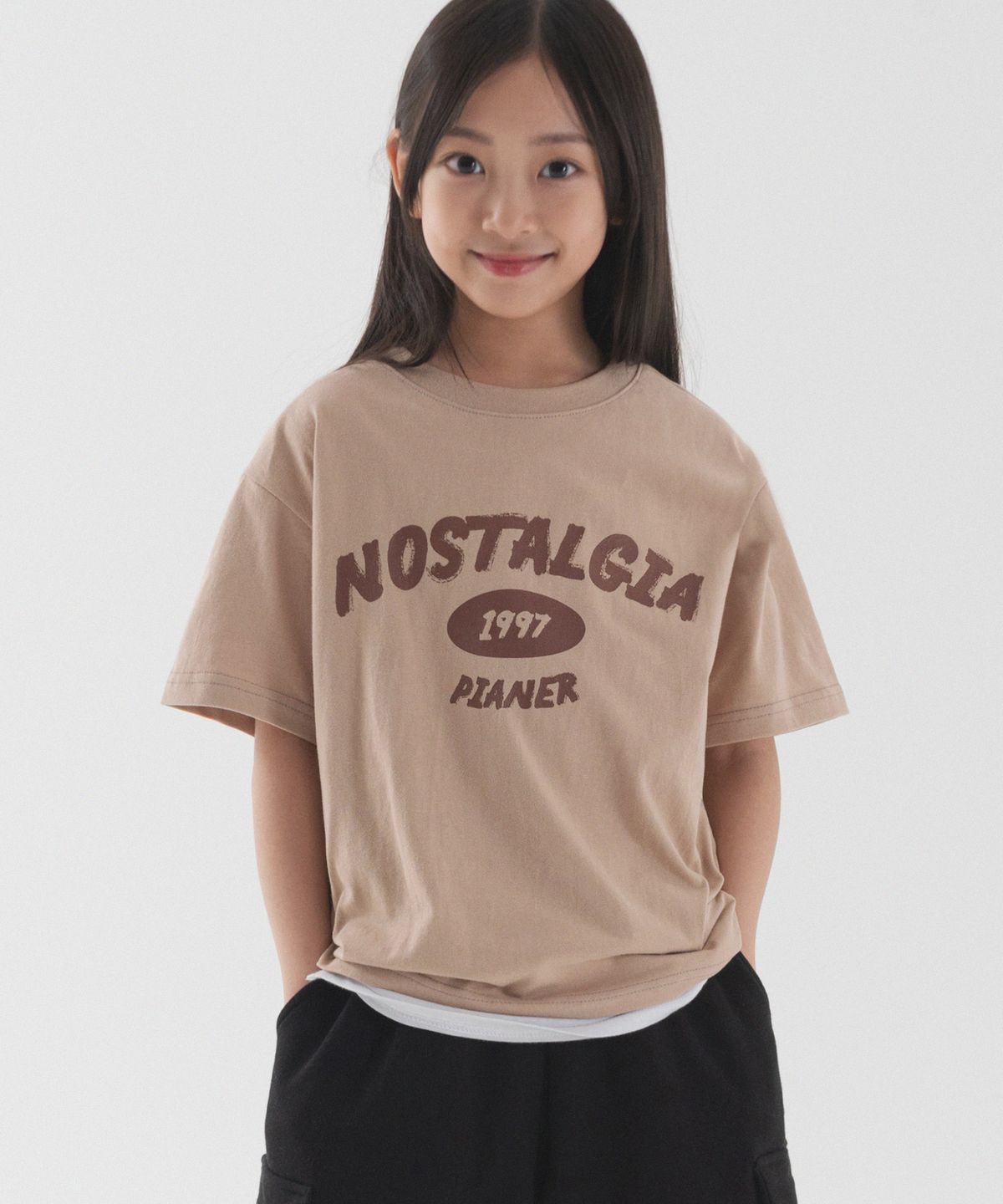 피아네르 키즈(PIANER KIDS) 노스텔지아 오버핏 반팔 (베이지)
