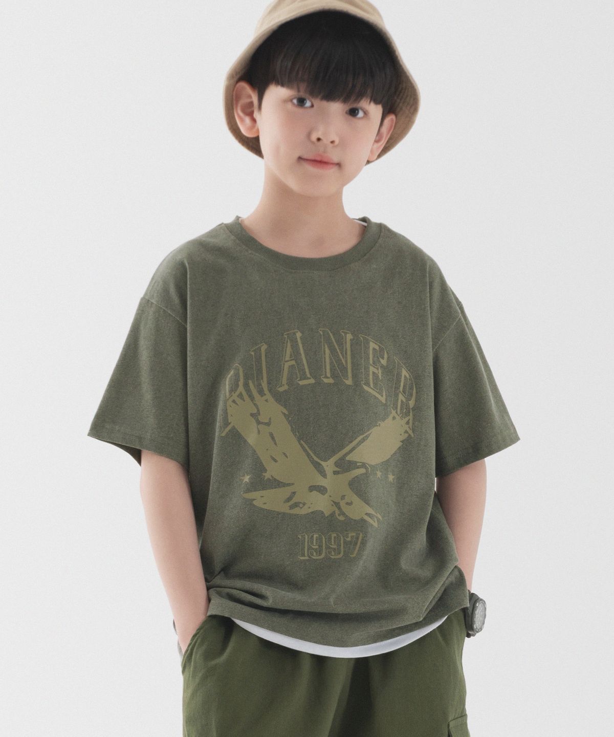 피아네르 키즈(PIANER KIDS) [2 PACK] 이글 피그먼트 오버핏 반팔 (3color)