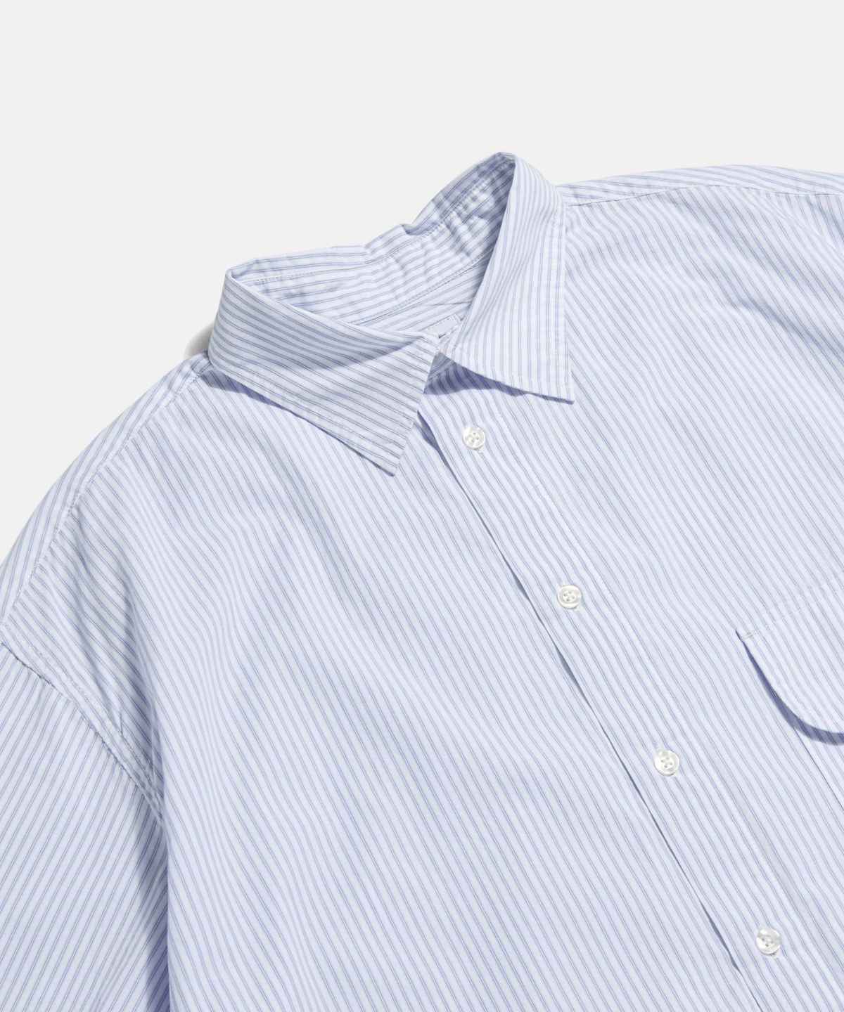에스피오나지(ESPIONAGE) Vintage Stripe Flap Pocket S/S Shirt White