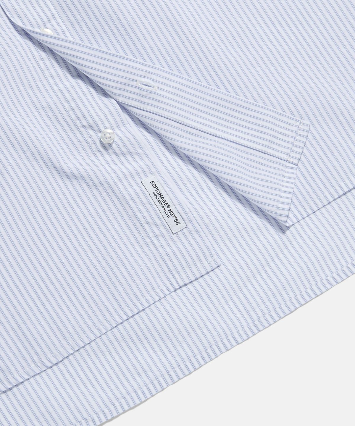 에스피오나지(ESPIONAGE) Vintage Stripe Flap Pocket S/S Shirt White