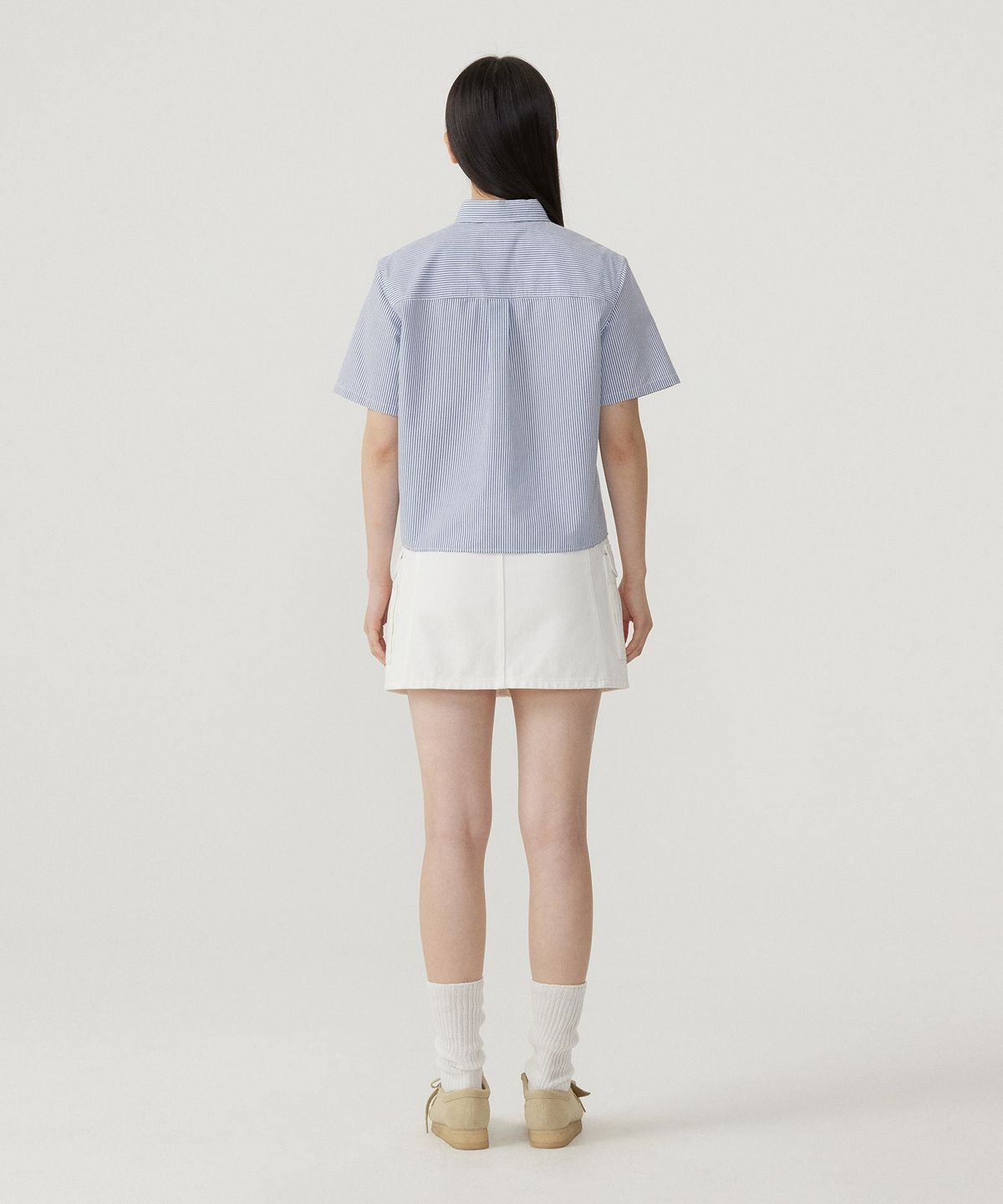 커버낫 우먼(COVERNAT WOMAN) 우먼 시어서커 하프셔츠 Navy