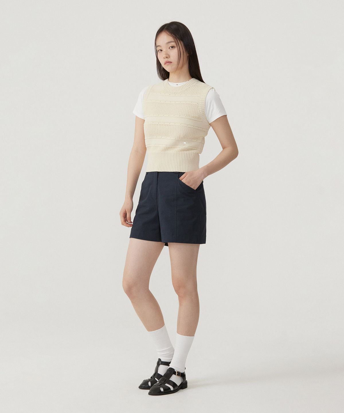 커버낫 우먼(COVERNAT WOMAN) 우먼 스카시 니트 베스트 Butter