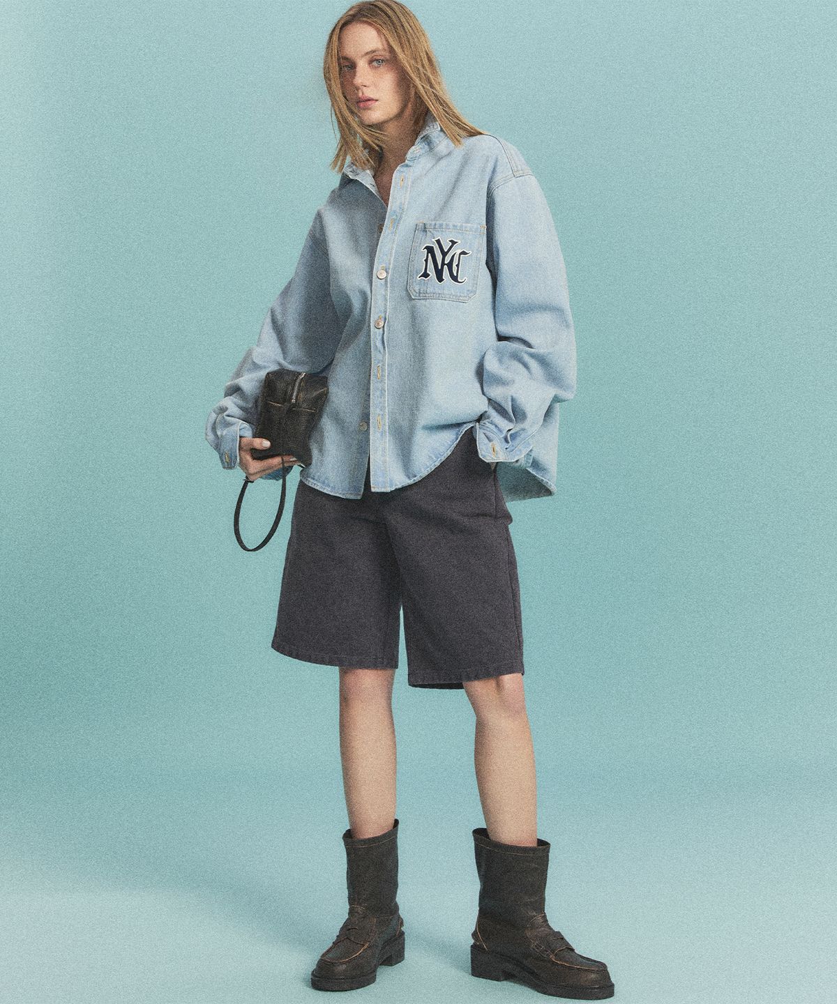 노앙(NOHANT) NYC WASHED DENIM SHIRKET LIGHT BLUE