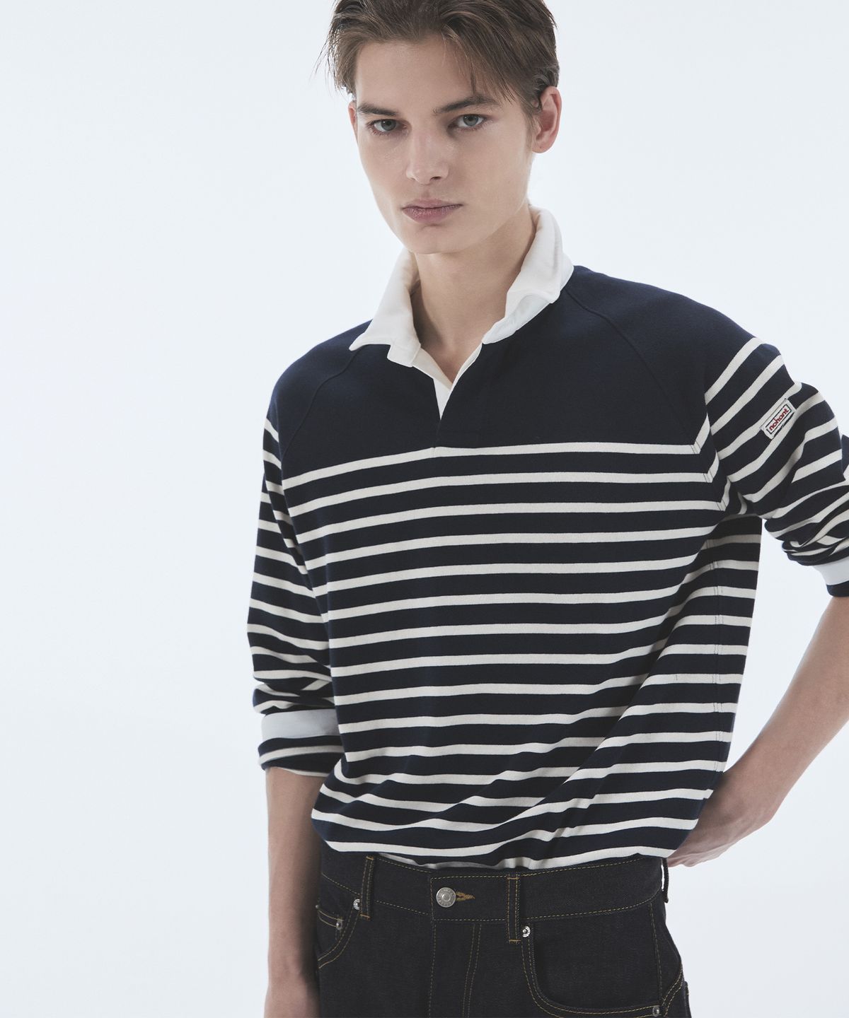 노앙(NOHANT) WIRE STRIPE RUGBY LONG SLEEVE T-SHIRT NAVY