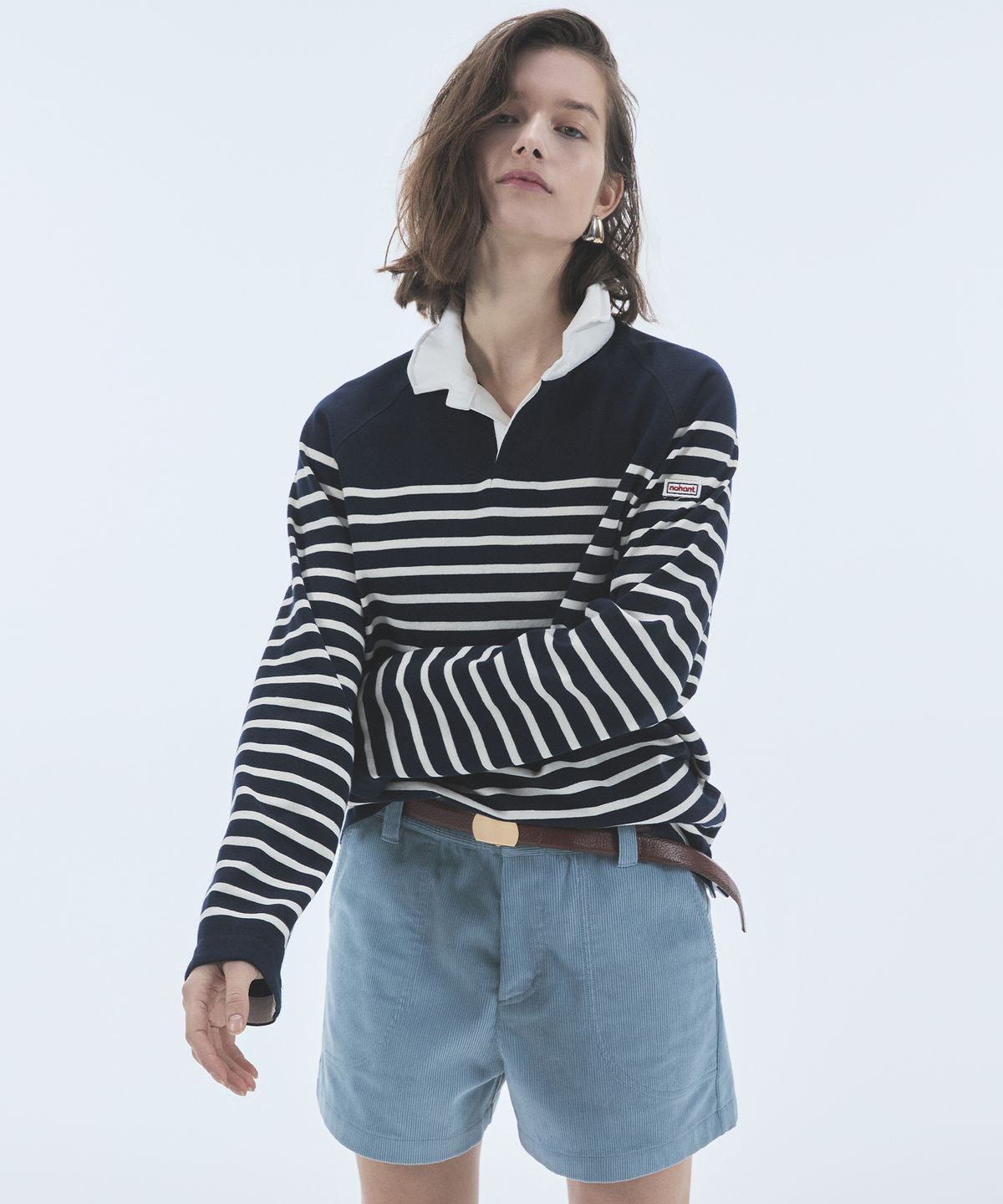 노앙(NOHANT) WIRE STRIPE RUGBY LONG SLEEVE T-SHIRT NAVY