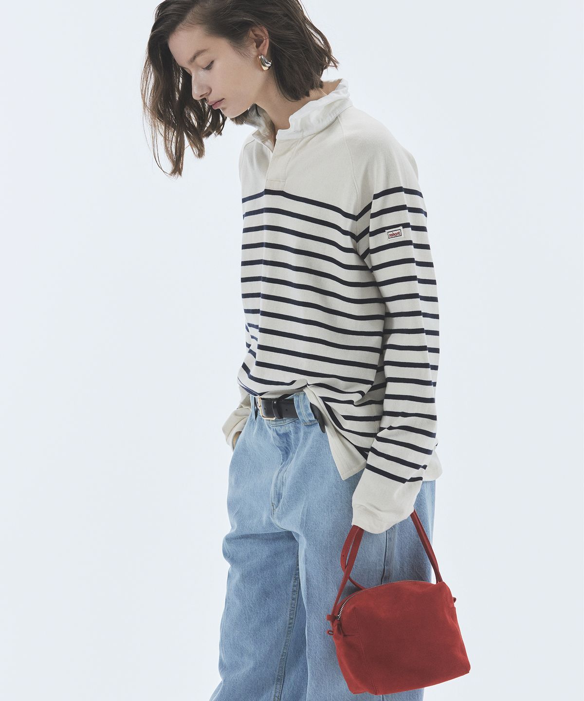 노앙(NOHANT) WIRE STRIPE RUGBY LONG SLEEVE T-SHIRT IVORY