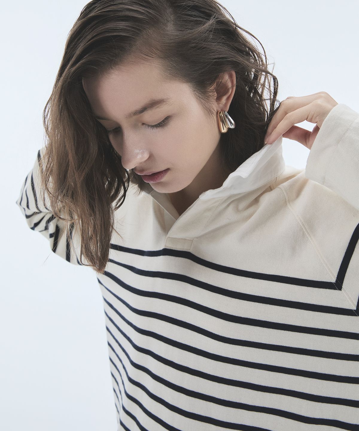노앙(NOHANT) WIRE STRIPE RUGBY LONG SLEEVE T-SHIRT IVORY