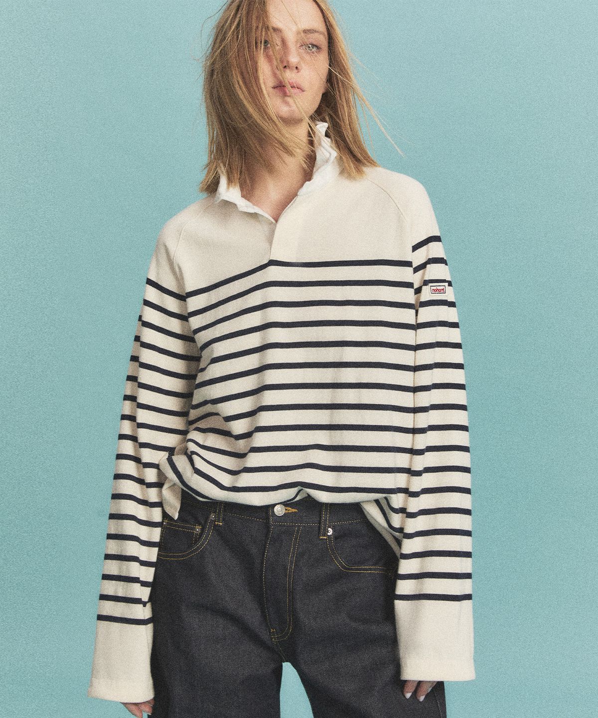 노앙(NOHANT) WIRE STRIPE RUGBY LONG SLEEVE T-SHIRT IVORY