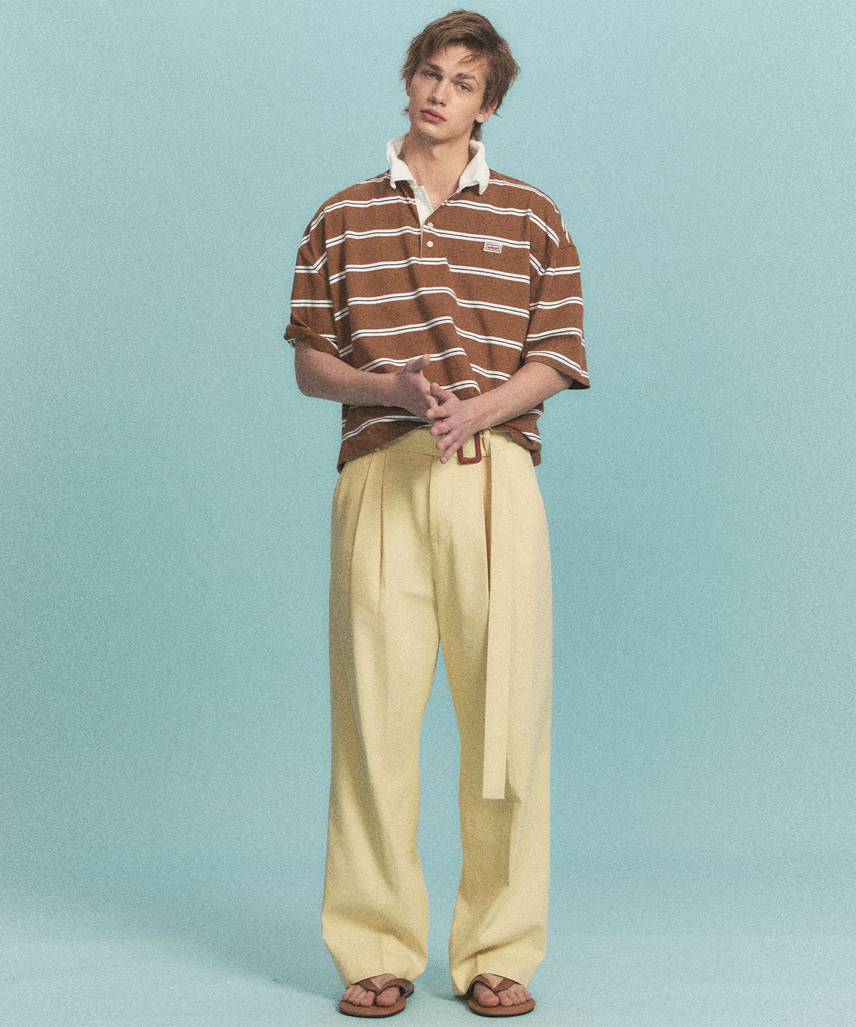 노앙(NOHANT) WIRE STRIPE RUGBY SHORT SLEEVE T-SHIRT BROWN