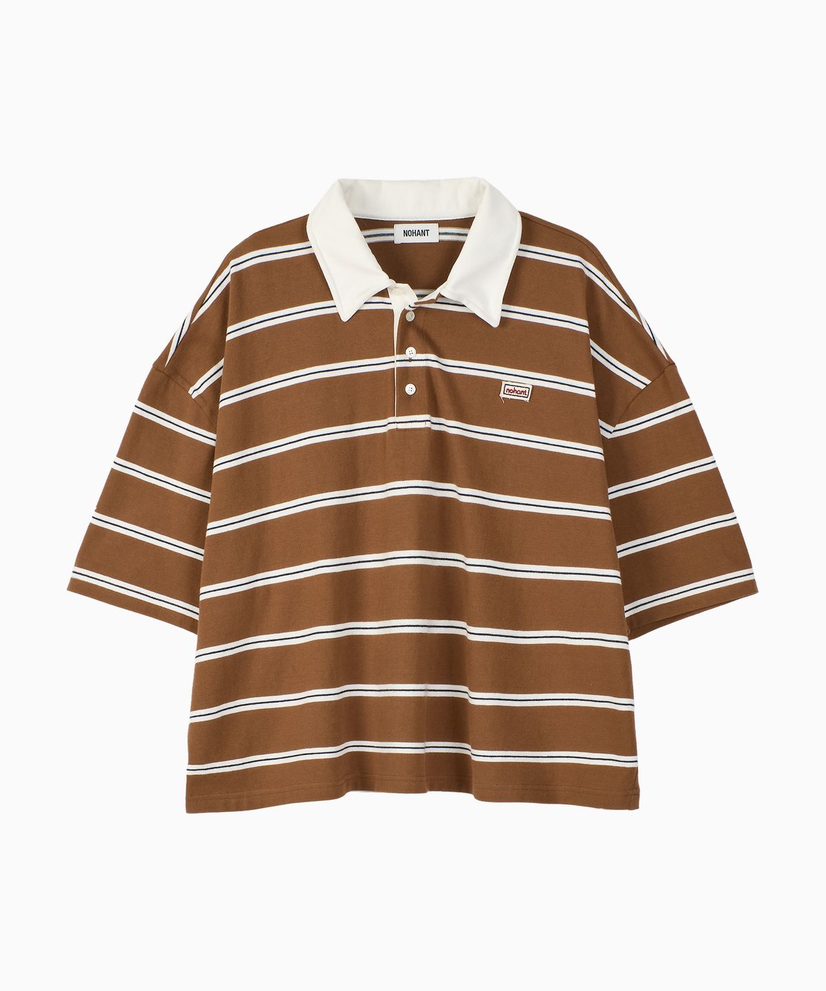 노앙(NOHANT) WIRE STRIPE RUGBY SHORT SLEEVE T-SHIRT BROWN