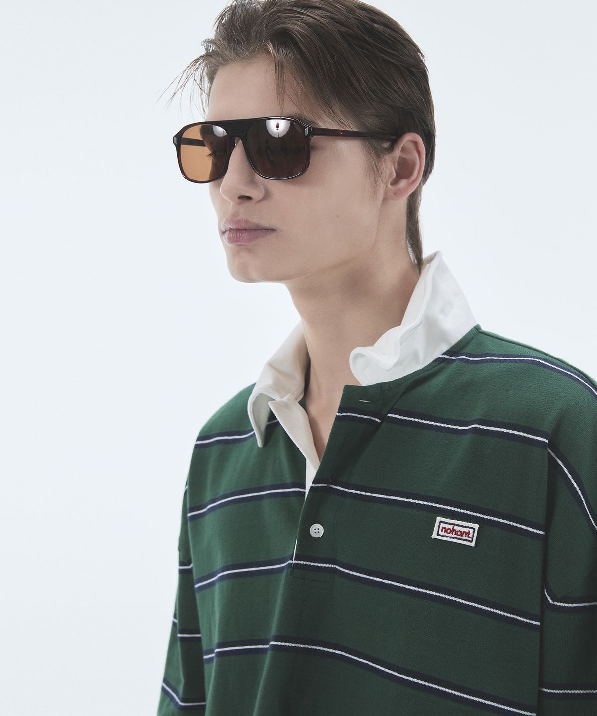 노앙(NOHANT) WIRE STRIPE RUGBY SHORT SLEEVE T-SHIRT GREEN