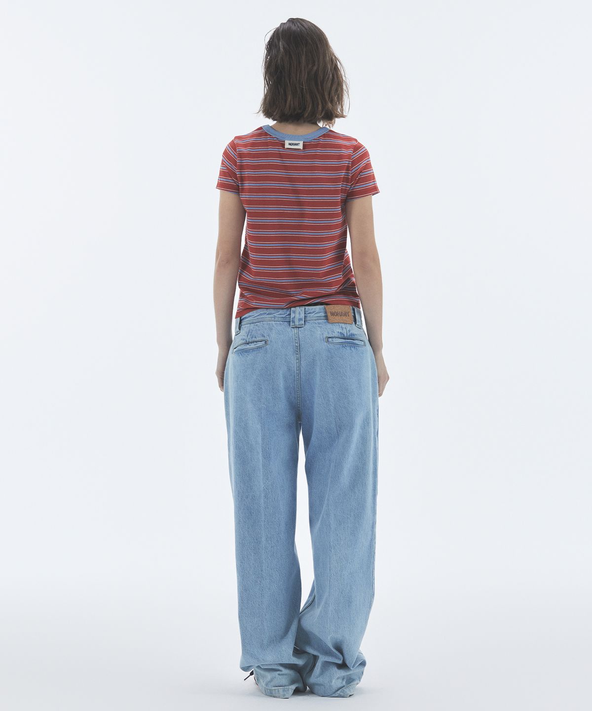 노앙(NOHANT) STRIPE CROP SHORT SLEEVE T-SHIRT RED