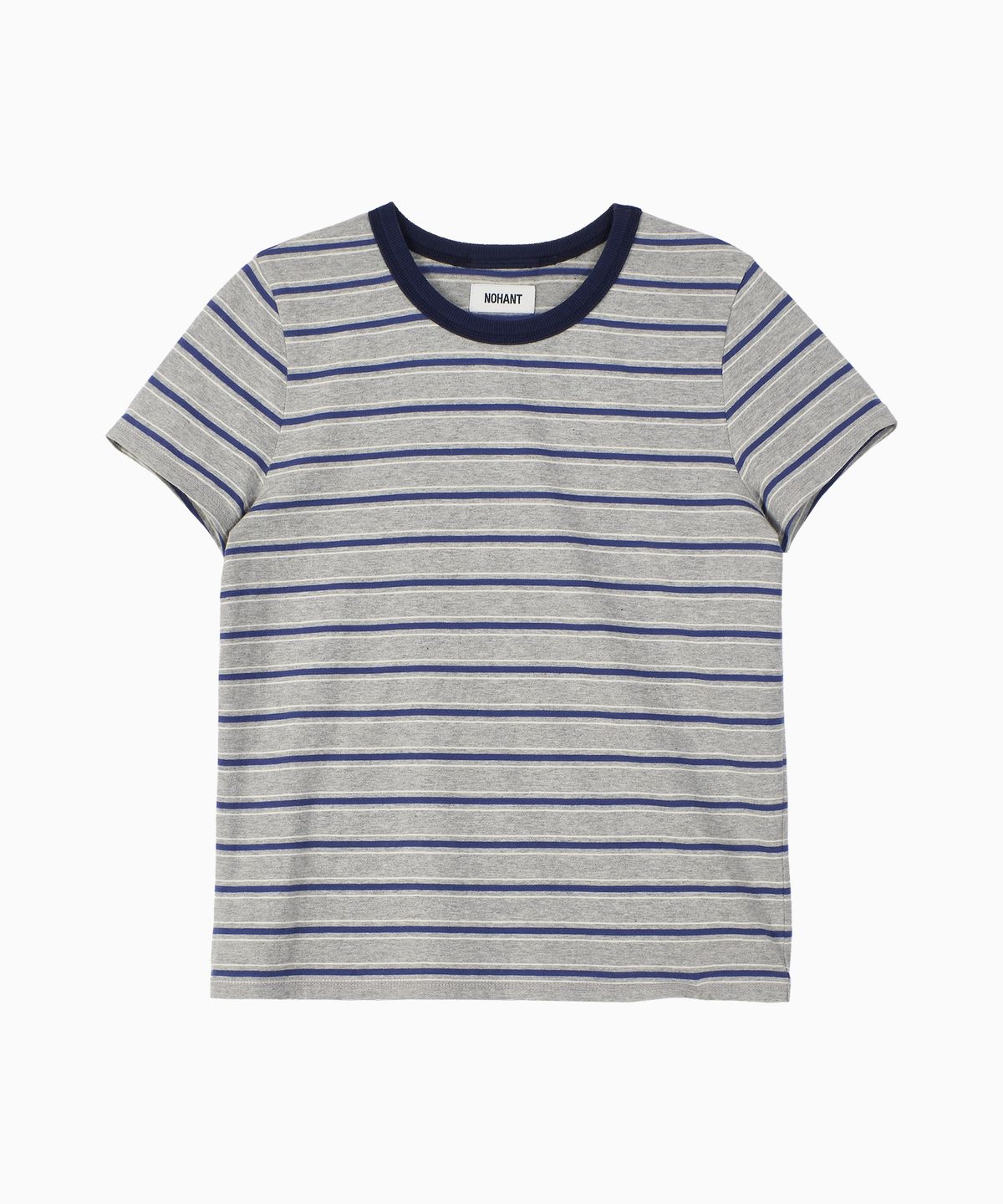 노앙(NOHANT) STRIPE CROP SHORT SLEEVE T-SHIRT GRAY