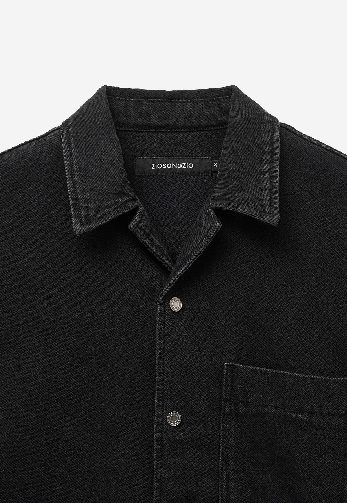 지오송지오(ZIOSONGZIO) 아뜰리에 엠브로이드 데님 하프 셔츠 그레이 ZH3SH324GY