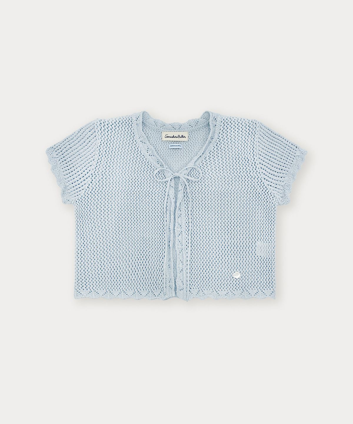 썸웨어버터(SOMEWHEREBUTTER) Beny Ribbon Cardigan - Light Blue