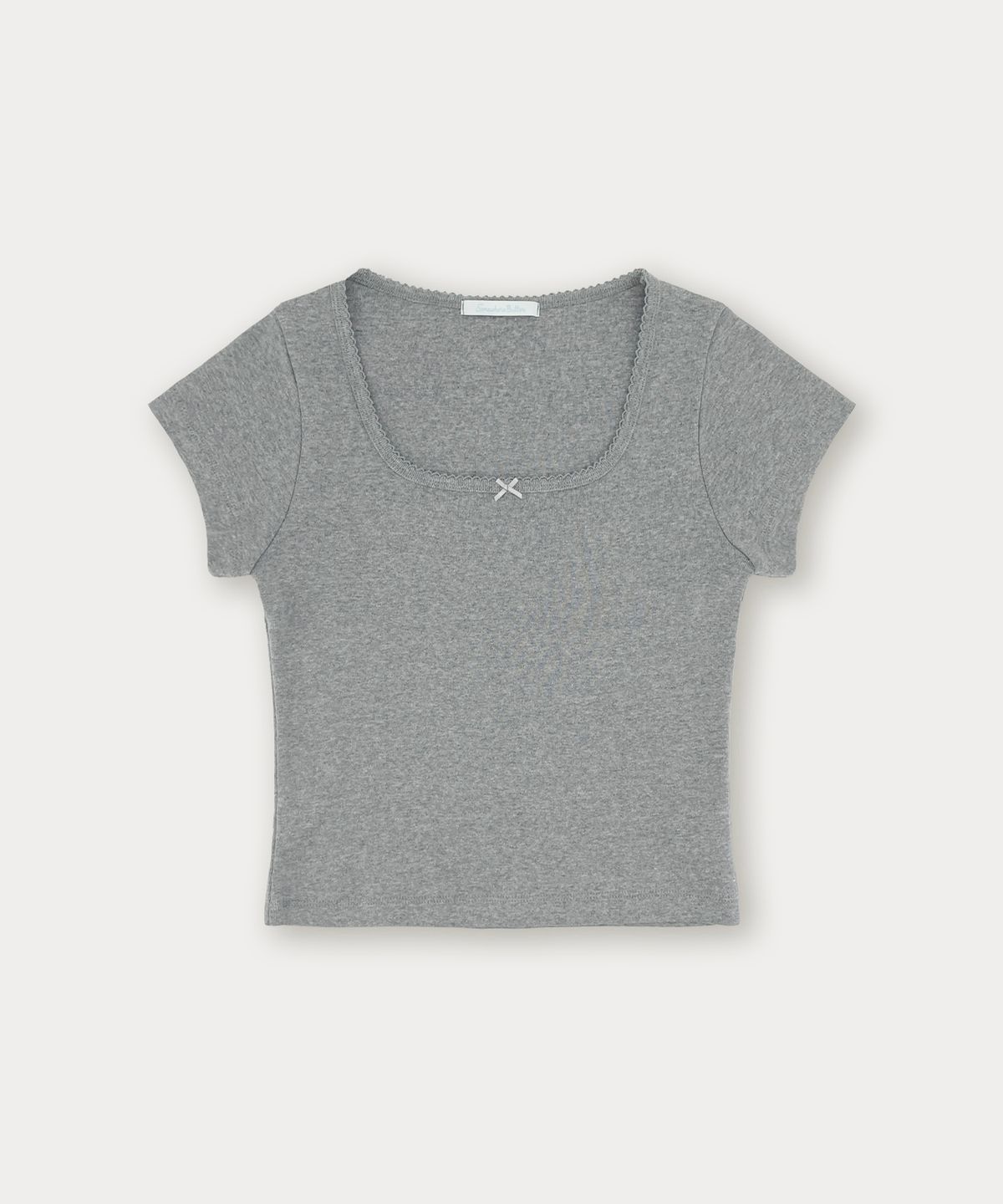 썸웨어버터(SOMEWHEREBUTTER) Ribbon Square Top - Grey