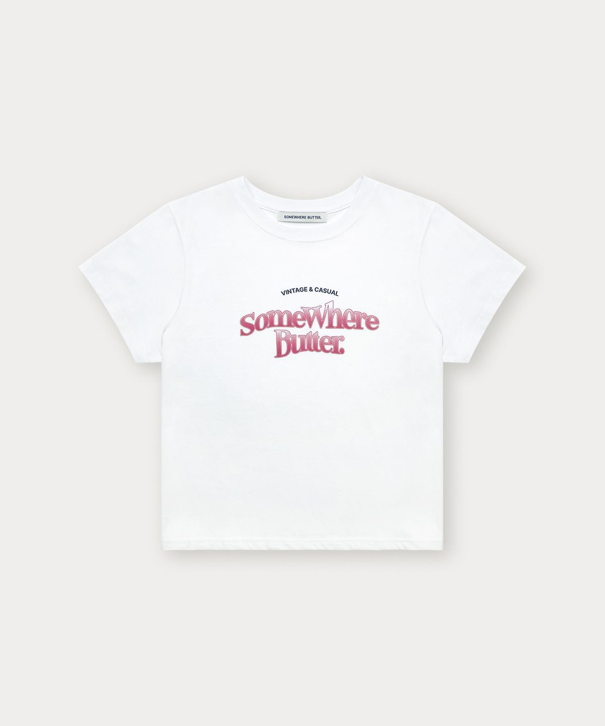 썸웨어버터(SOMEWHEREBUTTER) Gradation Wave Logo Top - Ivory