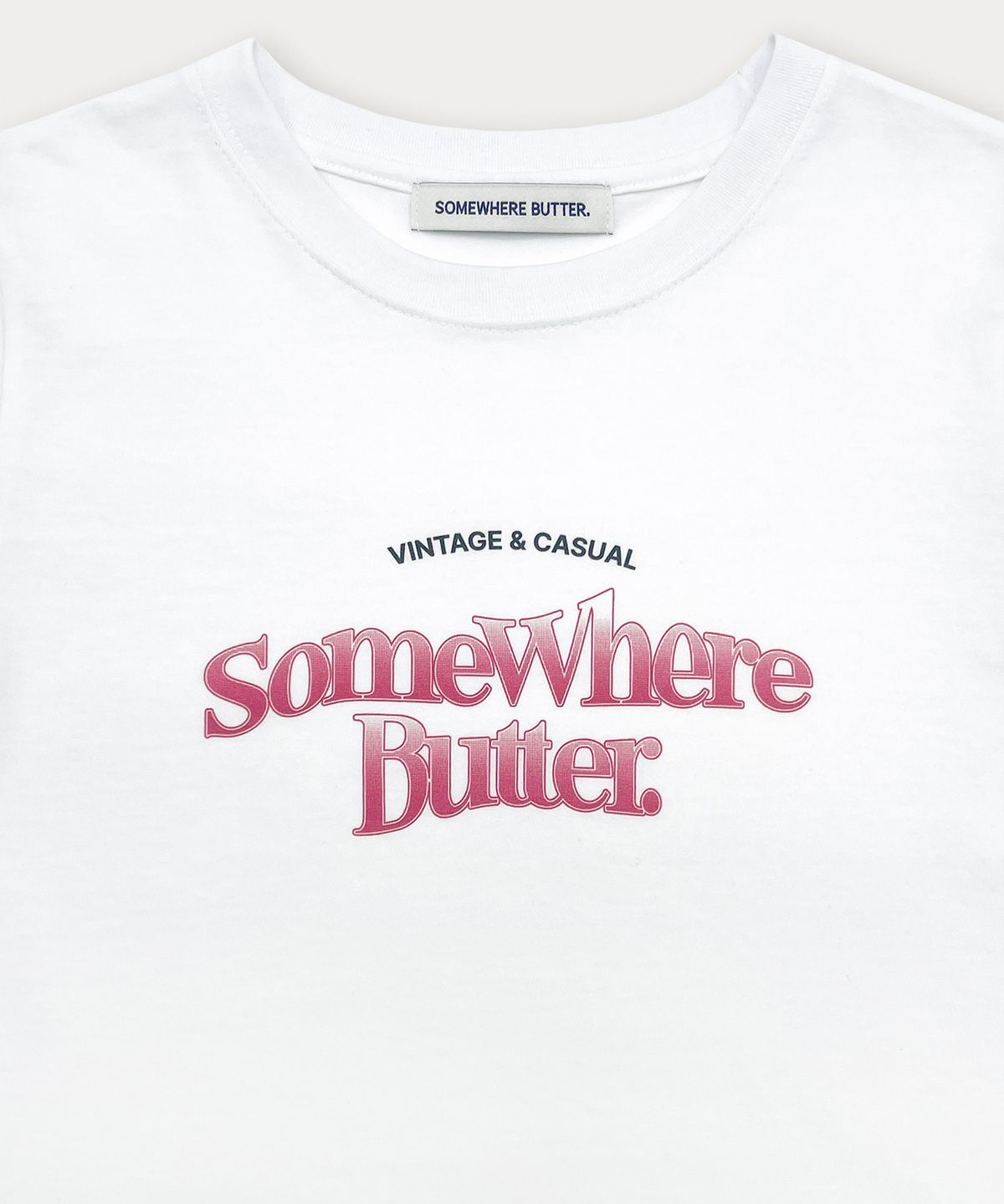 썸웨어버터(SOMEWHEREBUTTER) Gradation Wave Logo Top - Ivory