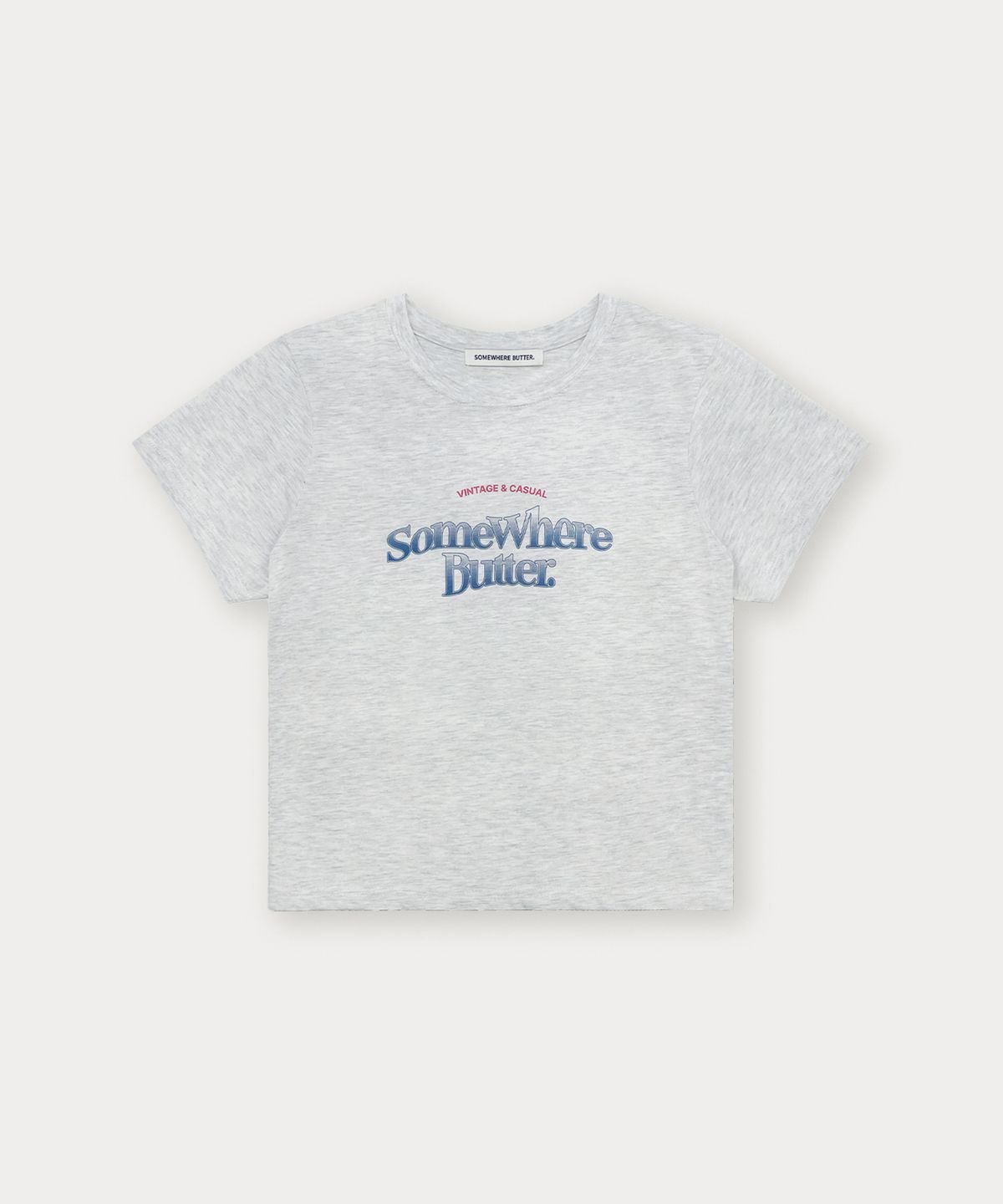 썸웨어버터(SOMEWHEREBUTTER) Gradation Wave Logo Top - White Melange