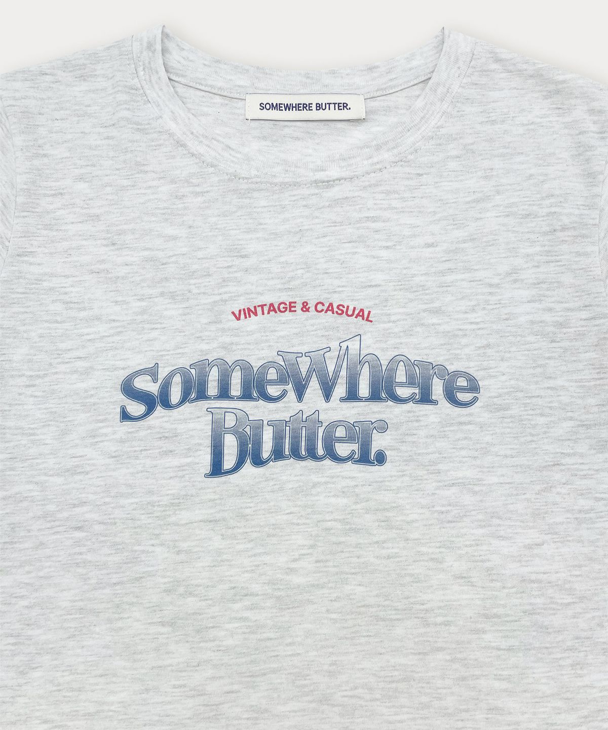 썸웨어버터(SOMEWHEREBUTTER) Gradation Wave Logo Top - White Melange