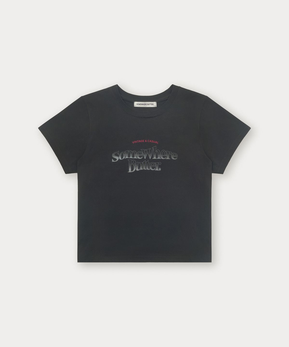 썸웨어버터(SOMEWHEREBUTTER) Gradation Wave Logo Top - Charcoal