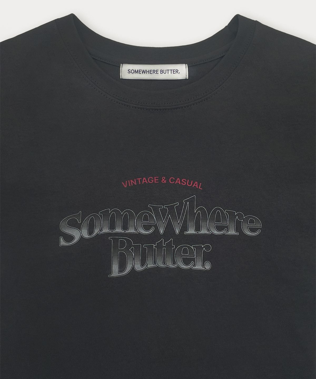 썸웨어버터(SOMEWHEREBUTTER) Gradation Wave Logo Top - Charcoal