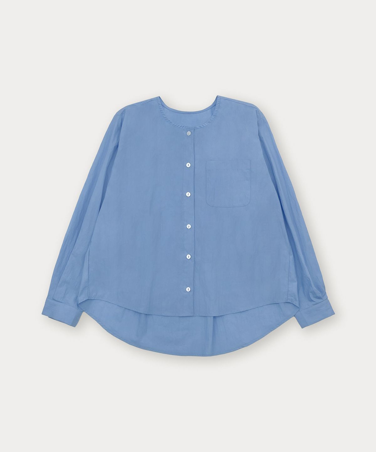 썸웨어버터(SOMEWHEREBUTTER) Shell Button Round Shirt - Blue