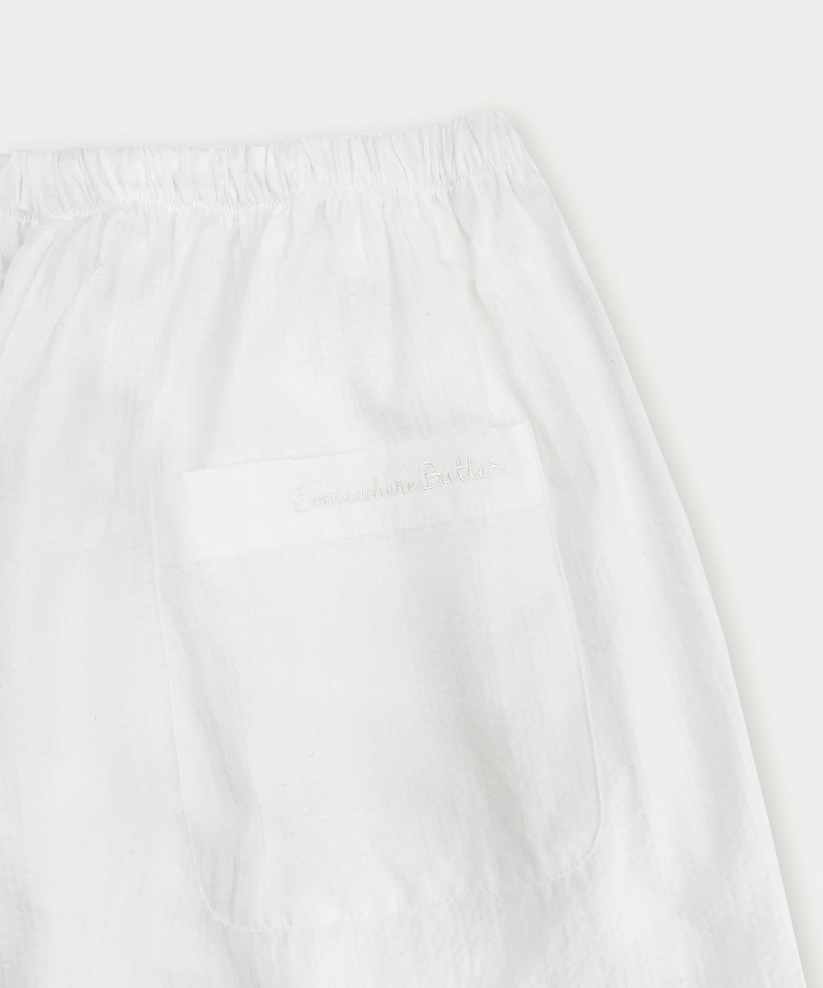 썸웨어버터(SOMEWHEREBUTTER) Ribbon Stripe Pants - Ivory