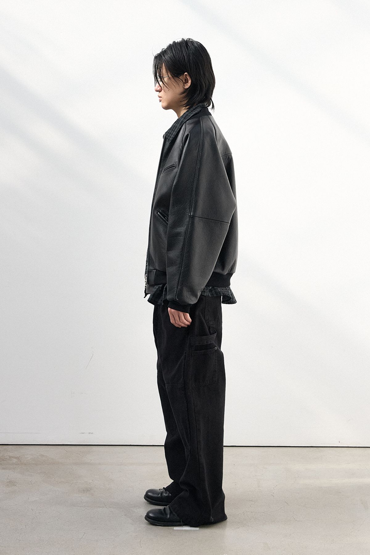 해칭룸(HATCHINGROOM) Leather Ma-1 Black