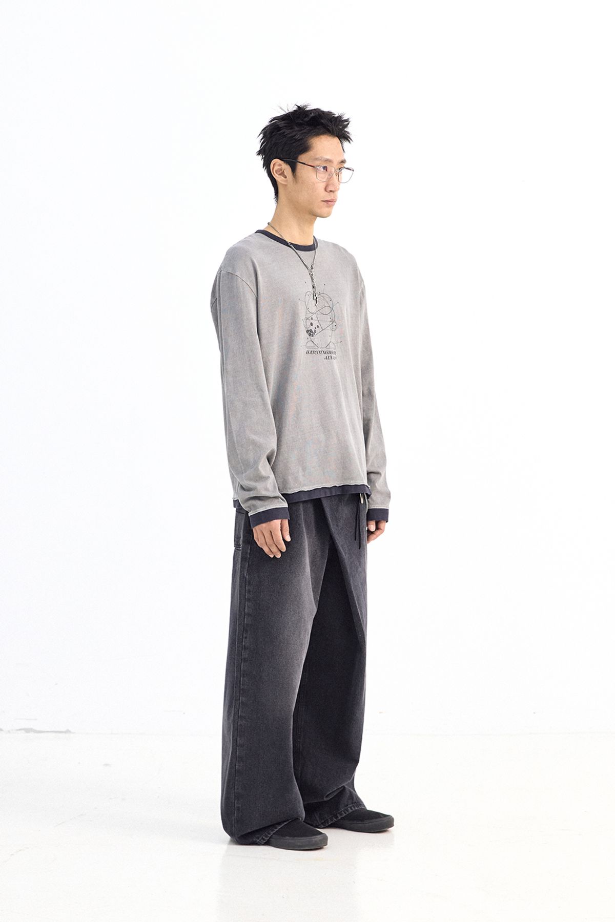 해칭룸(HATCHINGROOM) Wrap Jeans Black