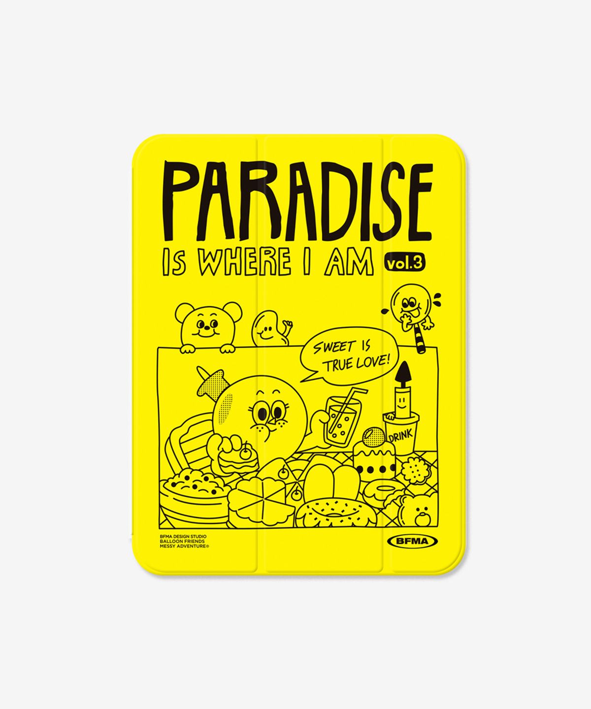 벌룬프렌즈(BALLOON FRIENDS) 파라다이스 (옐로우) 3단 커버 분리형 아이패드 케이스
