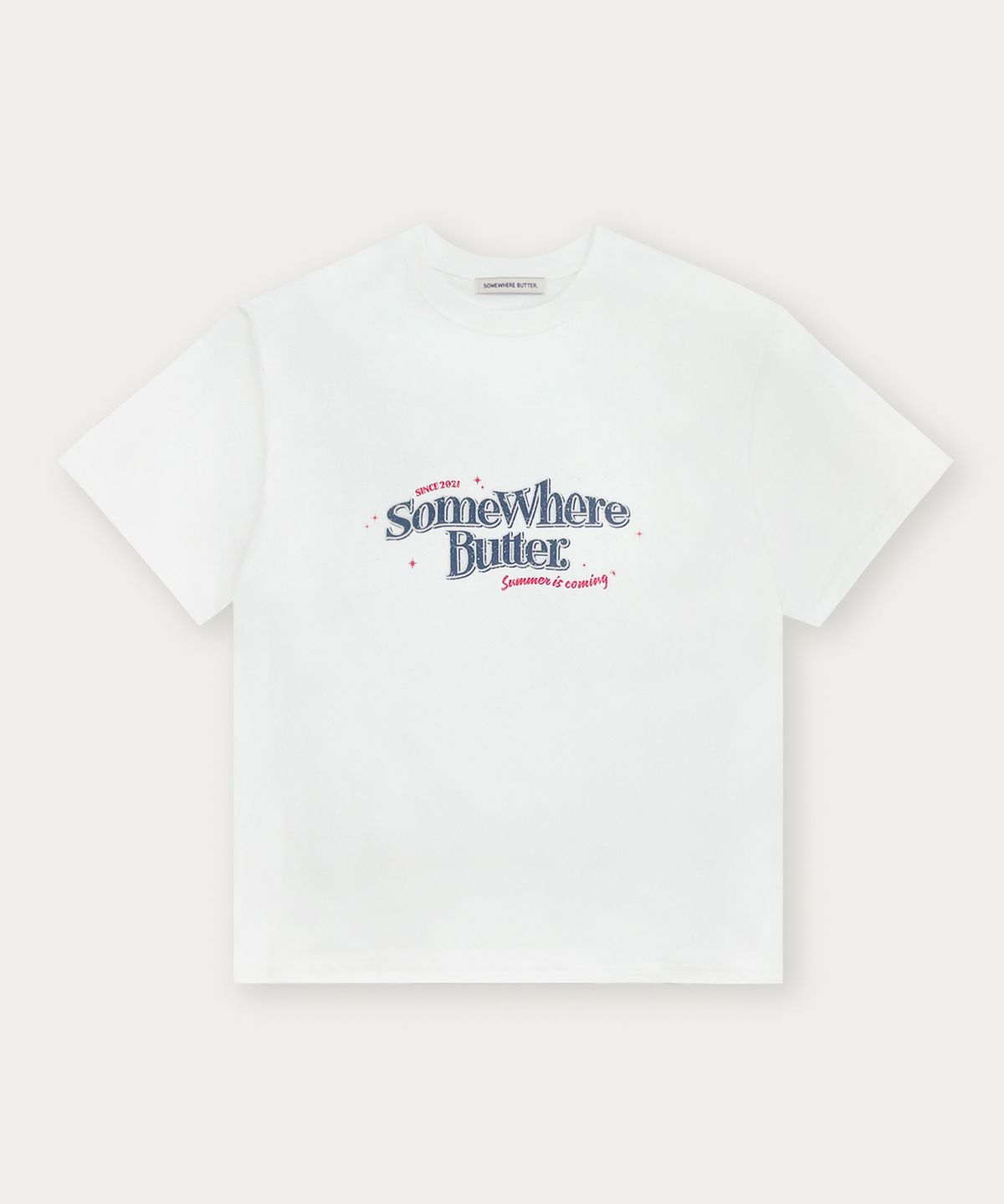 썸웨어버터(SOMEWHEREBUTTER) Shine Wave Logo Over-fit Top - Ivory