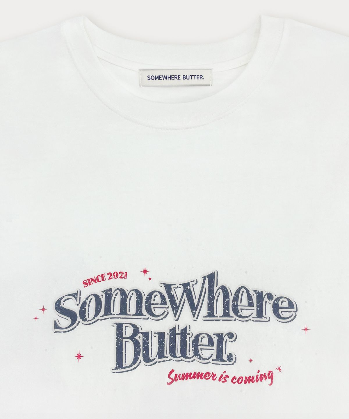 썸웨어버터(SOMEWHEREBUTTER) Shine Wave Logo Over-fit Top - Ivory