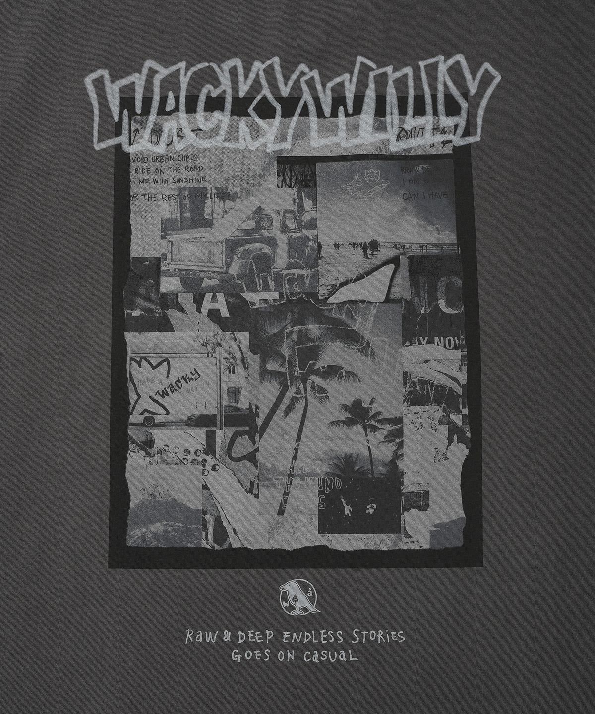 와키윌리(WACKY WILLY) 썸머 프린트 슬리브리스 티셔츠 차콜