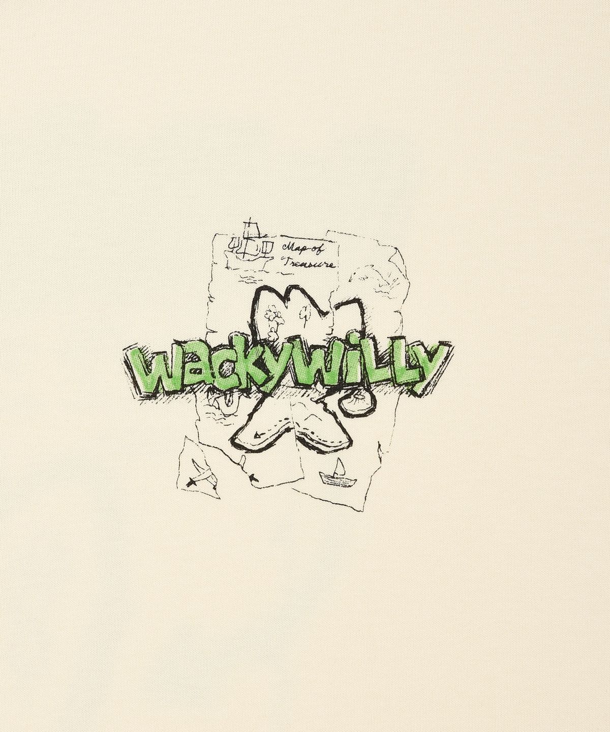 와키윌리(WACKY WILLY) 키키 아일랜드 그래픽 반팔 티셔츠 크림