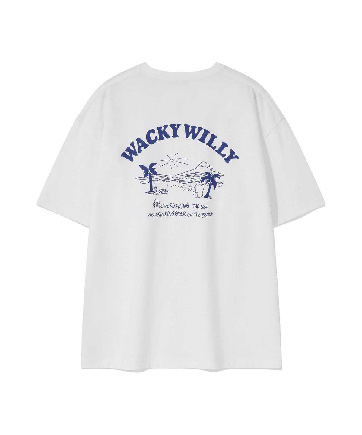 와키윌리(WACKY WILLY) 비치 그래픽 바캉스 반팔 티셔츠 화이트