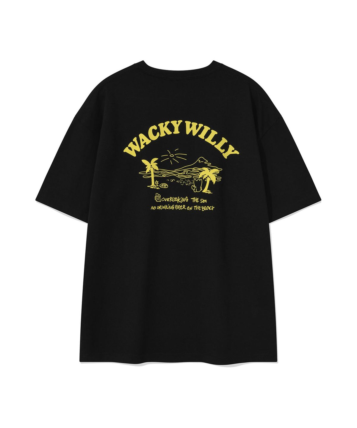 와키윌리(WACKY WILLY) 비치 그래픽 바캉스 반팔 티셔츠 블랙