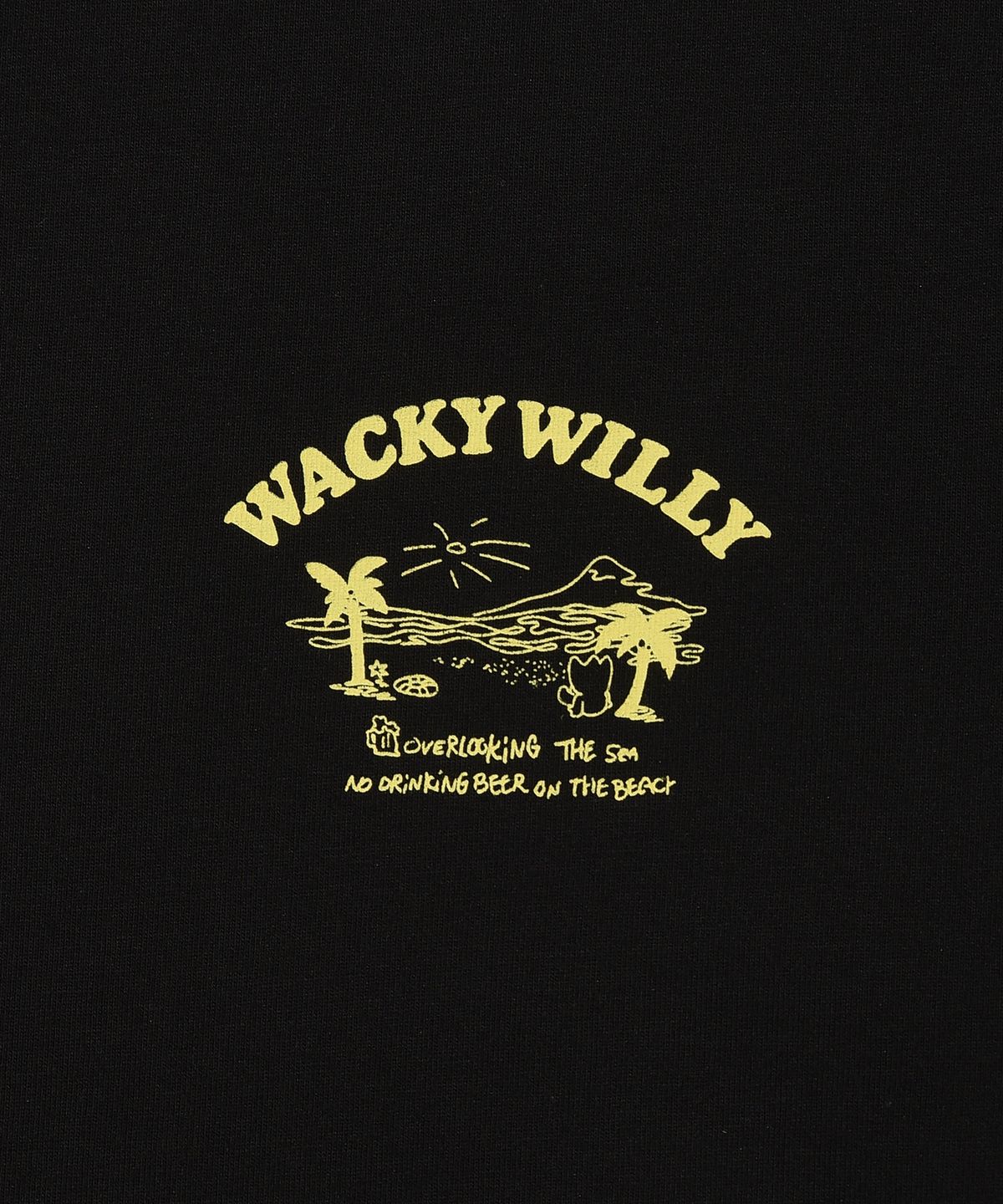 와키윌리(WACKY WILLY) 비치 그래픽 바캉스 반팔 티셔츠 블랙