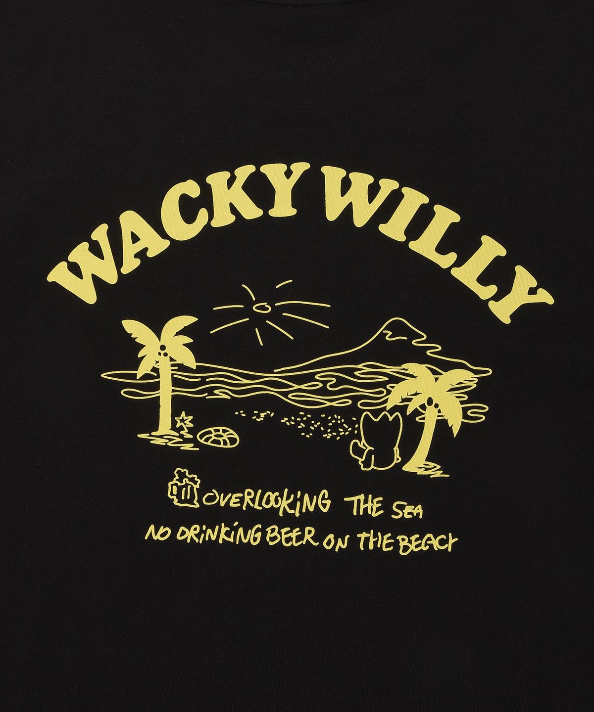 와키윌리(WACKY WILLY) 비치 그래픽 바캉스 반팔 티셔츠 블랙