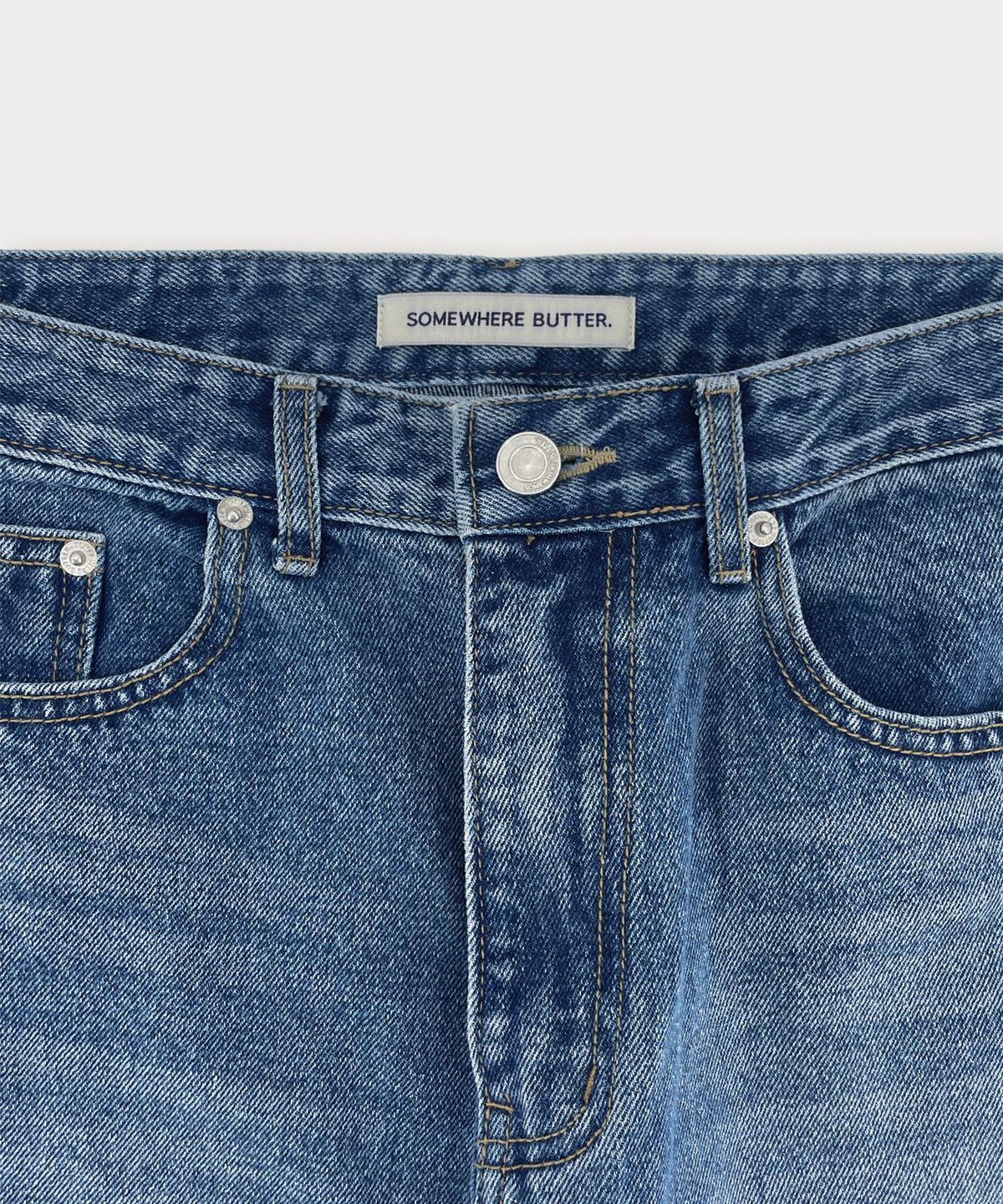 썸웨어버터(SOMEWHEREBUTTER) Ten Wide Denim Pants - Middle Blue