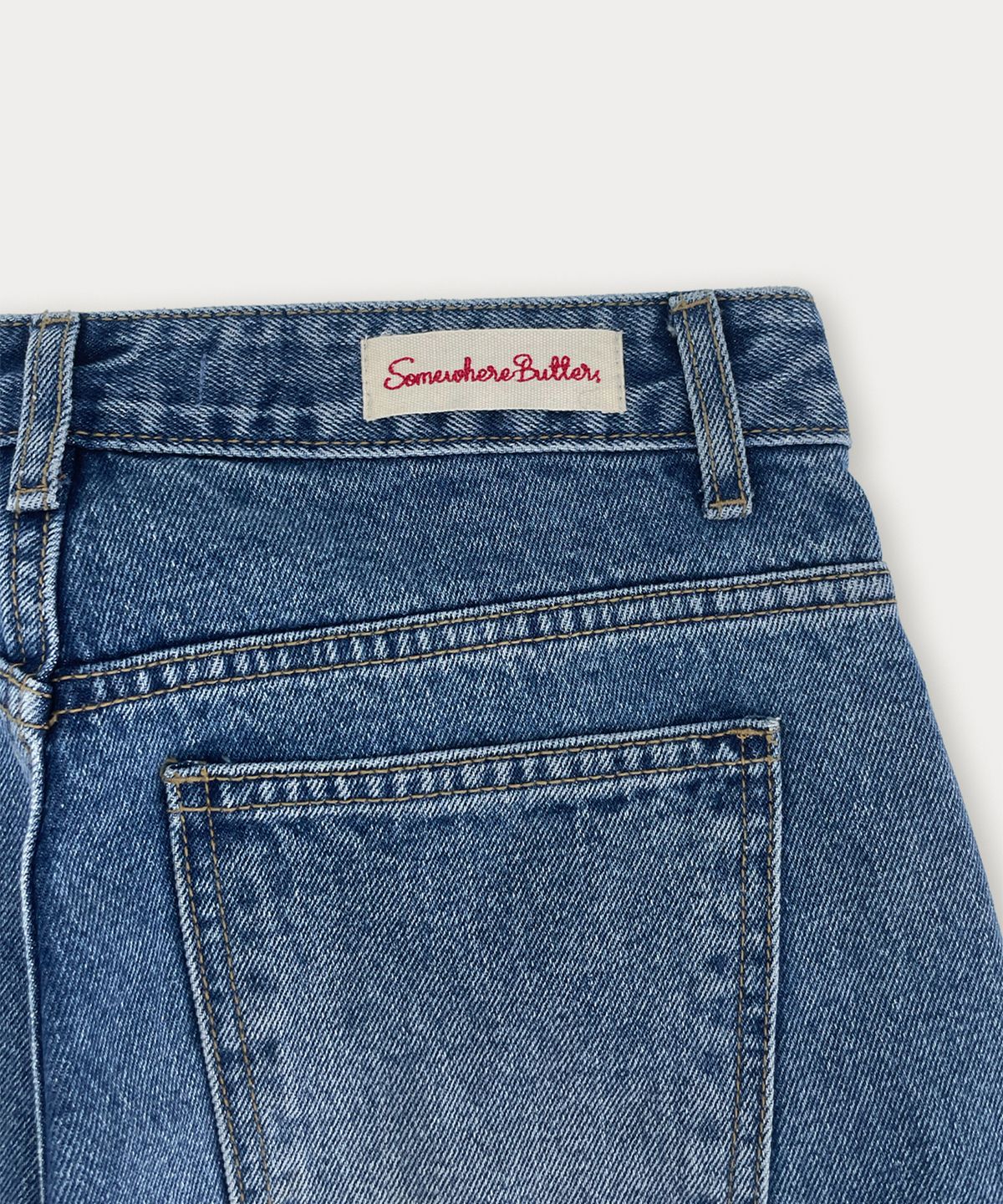 썸웨어버터(SOMEWHEREBUTTER) Ten Wide Denim Pants - Middle Blue