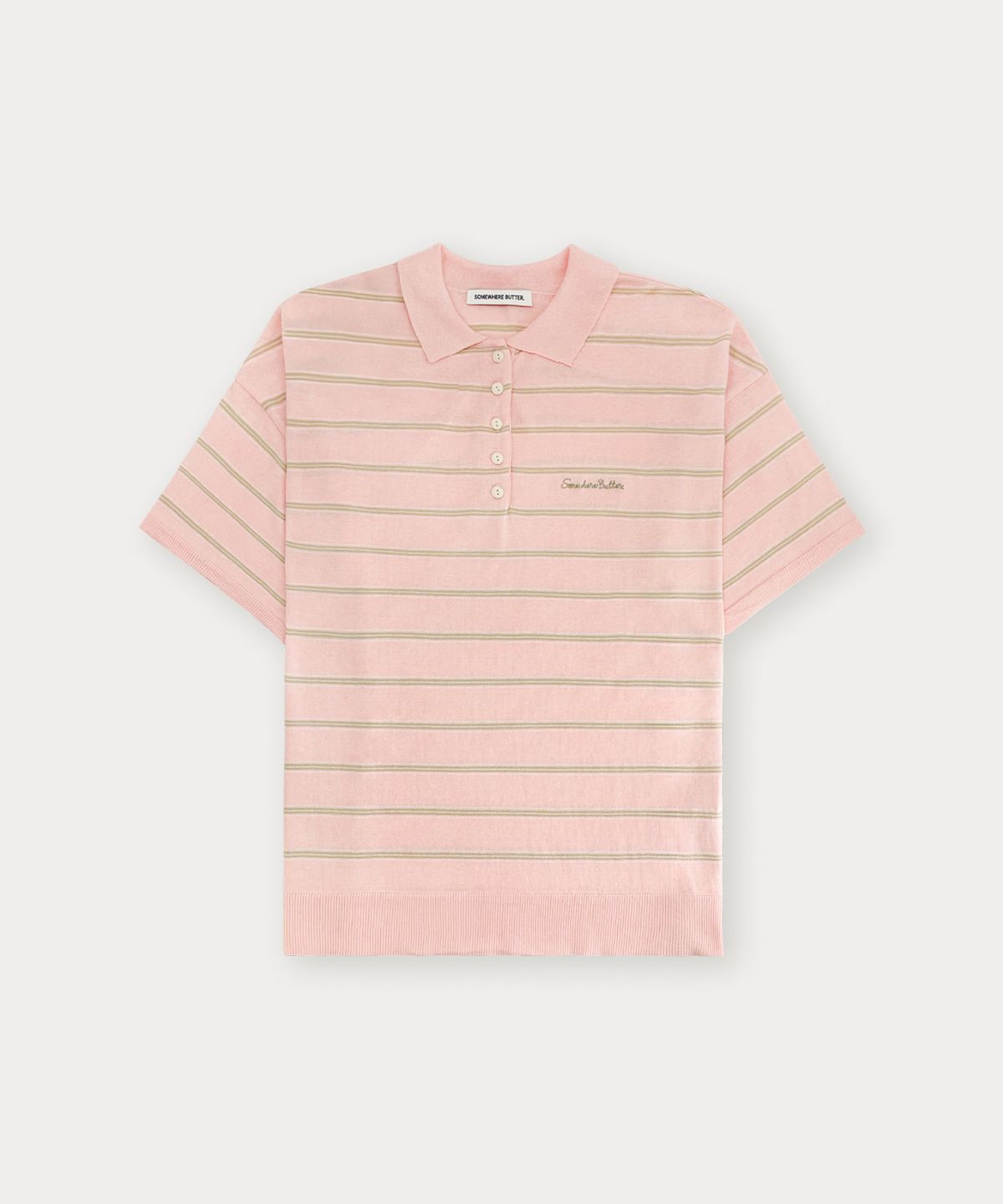 썸웨어버터(SOMEWHEREBUTTER) Champ Stripe Knit - Pink