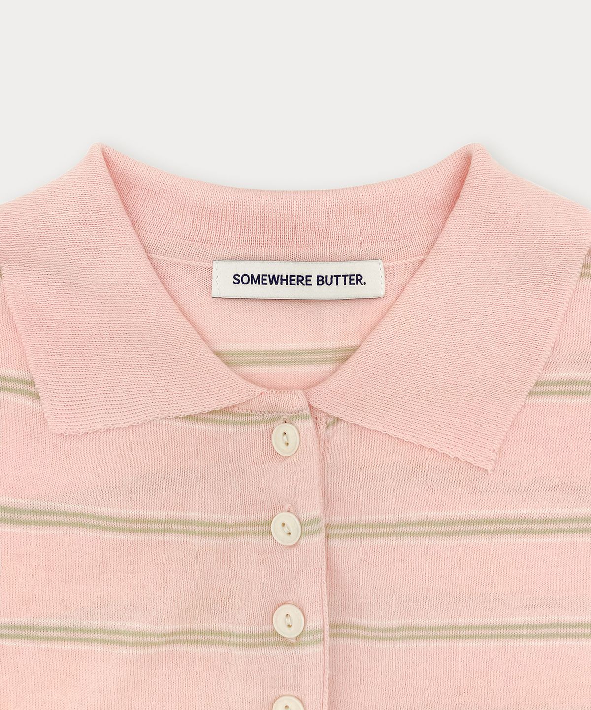 썸웨어버터(SOMEWHEREBUTTER) Champ Stripe Knit - Pink