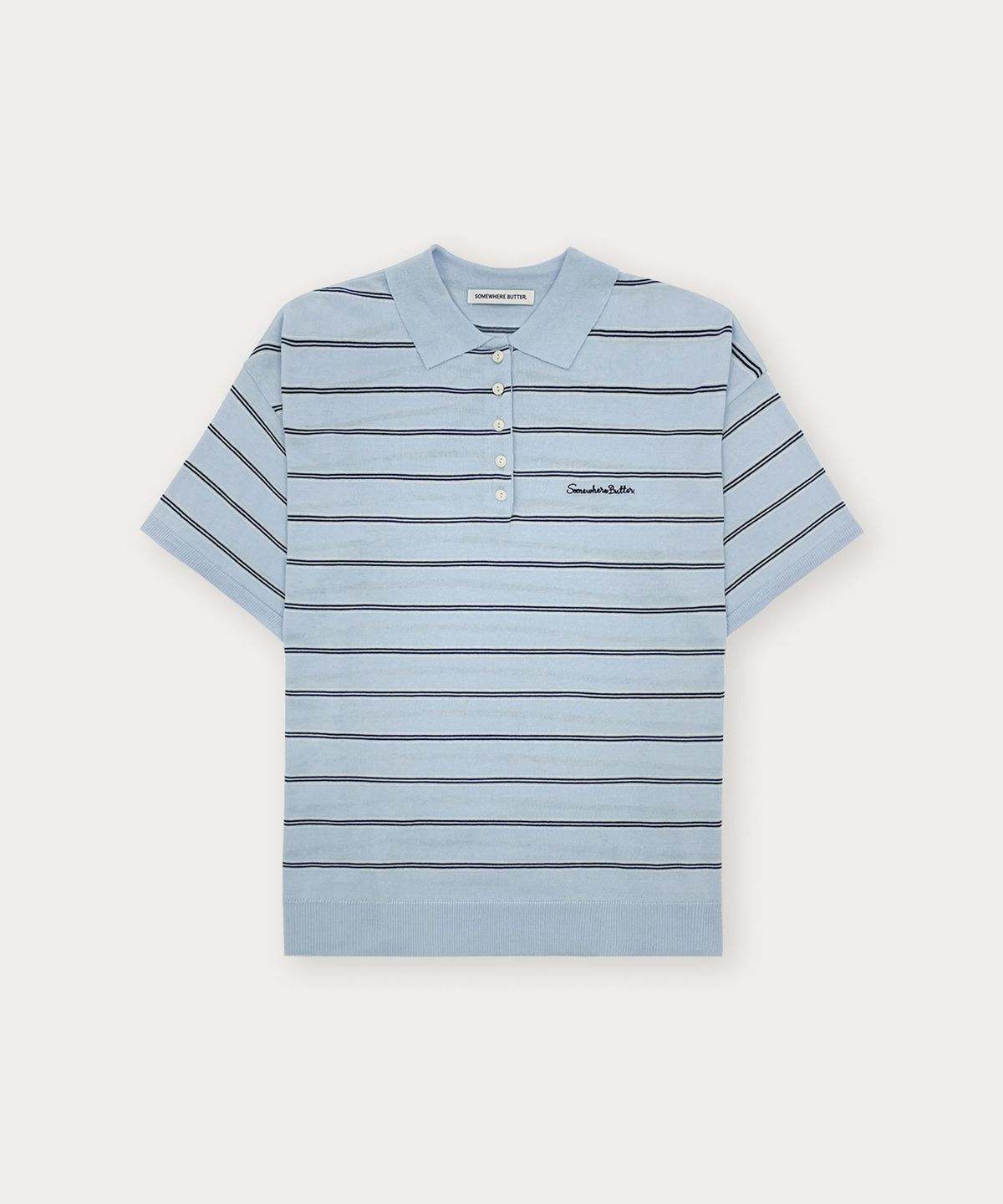 썸웨어버터(SOMEWHEREBUTTER) Champ Stripe Knit - Light Blue